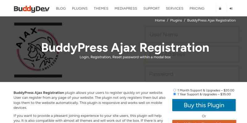 BuddyPress Ajax Registration
