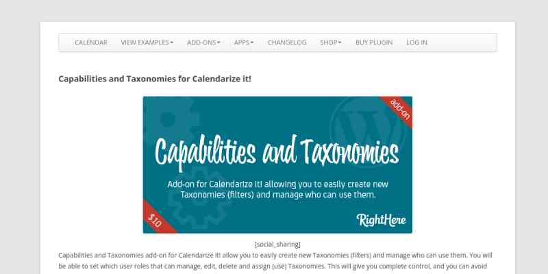 Capabilities and Taxonomies add-on for Calendarize it!