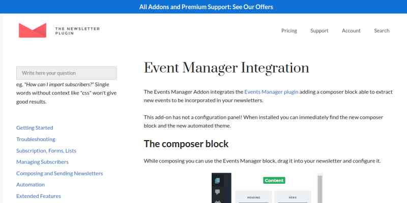 Newsletter – Events Manager Integration