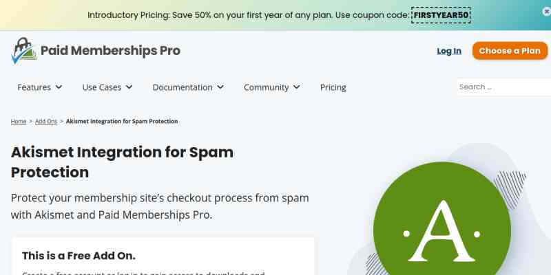 Paid Memberships Pro – Akismet Integration