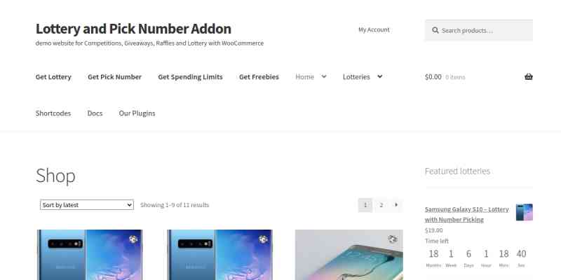 WooCommerce Lottery Pick Number