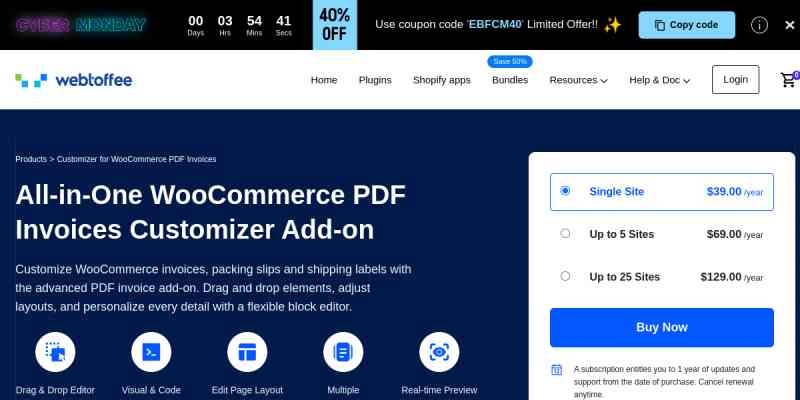 Customizer For WooCommerce PDF Invoices